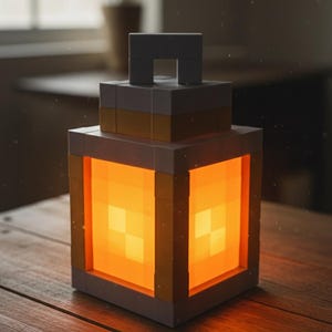 Pixelated Night Lantern Retro Style Desk Decor Ambient Glow Lantern