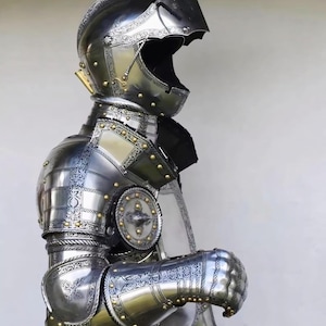 16th Century Gothic Knight Armor Suit: Handcrafted Steel, Wearable Display