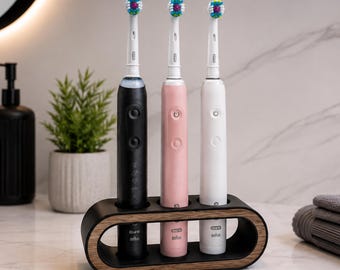 Artia Trio - Toothbrush Holder - Modern Triple-Slot Design with Natural Wood Finish