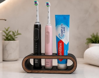 Artia Duo Plus Toothbrush Holder with Integrated Toothpaste Slot, Modern Bathroom Organizer