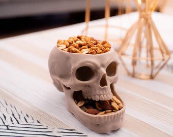 Skull shaped Pistachio Bowl, Ivory Snack Serving Dish