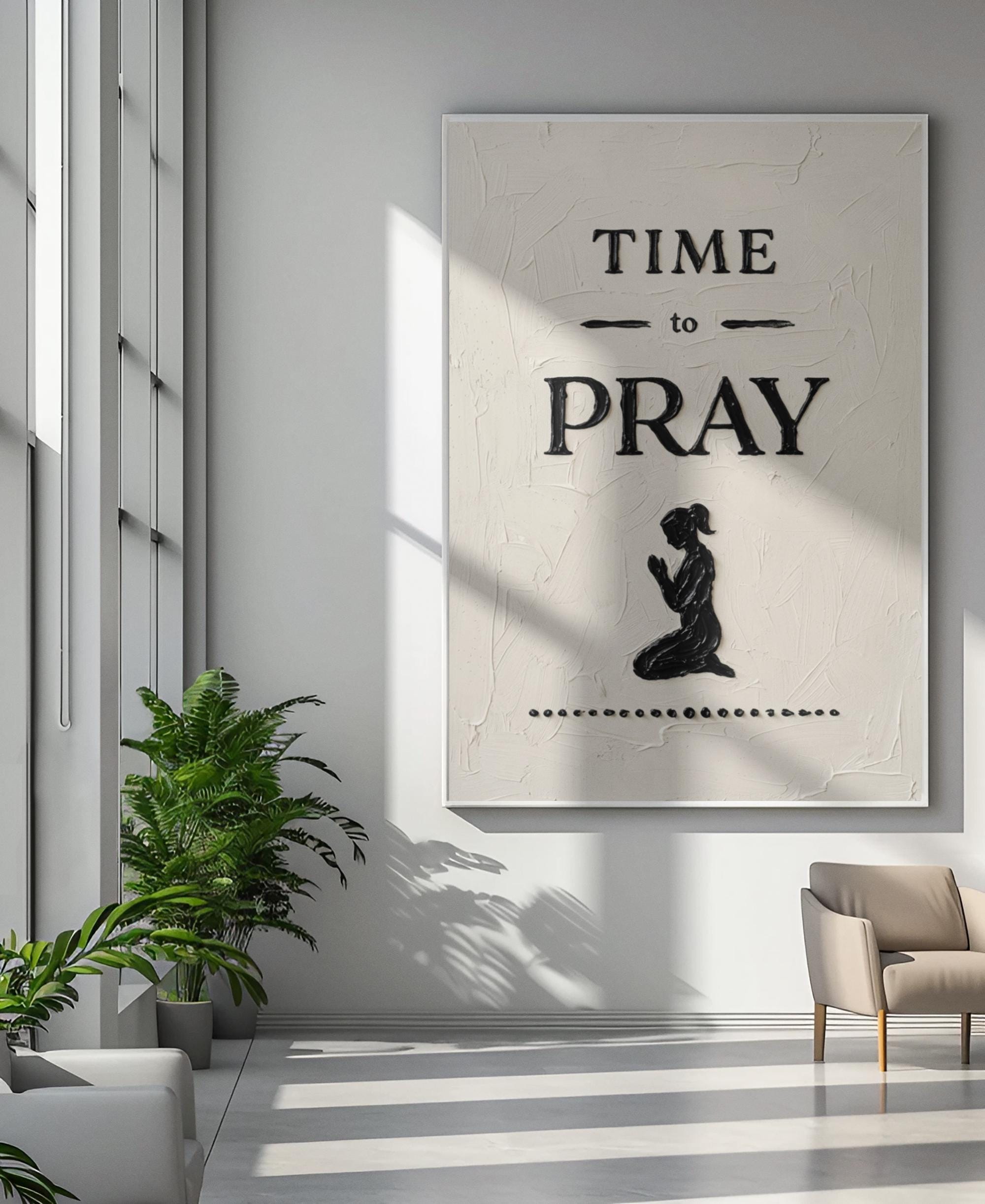 Time to Pray Wall Art | Minimalist Christian Textured Print (digital ...