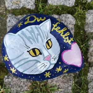 Cat, cat face, personalized, stone with cat image, mourning stone, loss, keepsake, gravestone, remembrance, consolation stone, grave decoration