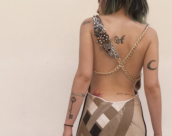 Open Low Back Painting LOLA DARLING Evening, Prom & Formal Long Dress Bare Back Painted By Adolfo Lugli Wearable Art Clothing Italian Made