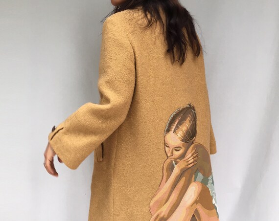 Dancer Embroidered Orange Coat LOLA DARLING from 60s Vintage Inventory Juta Jacket Unique Hand Made Haute Contemporary Embroidered Couture