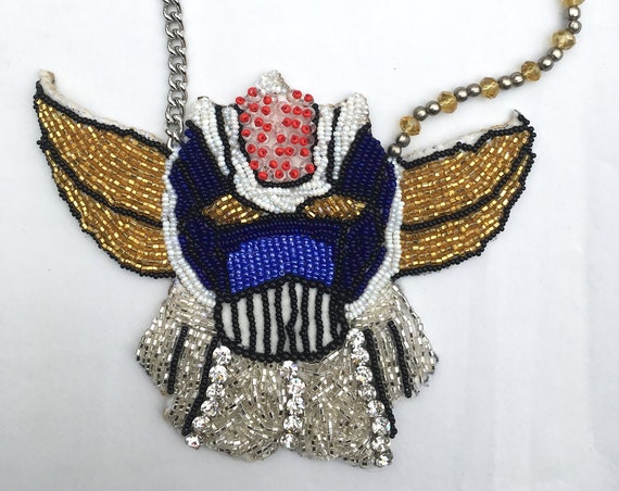 Statement Necklace Hand Embroidery Ufo Robot Goldrake Exclusive DAW LOLA DARLING Limited edition 80s Cartoons Necklace Bijoux Made in Italy