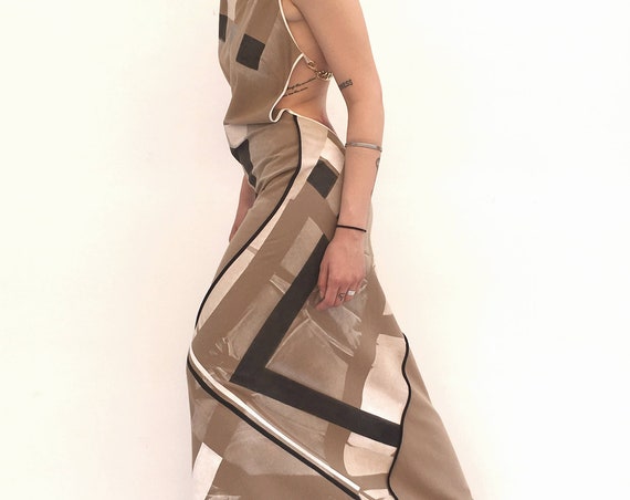 Hand Painted LOLA DARLING Long Dress Bare Back Dress Painted By Adolfo Lugli Wearable Clothing Made in Italy Certificate Unique Exclusive