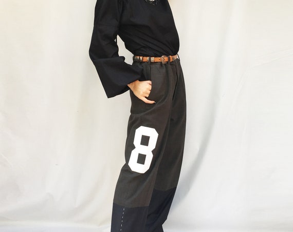 Trousers Men Women Without Pences Two-in-one Pant LOLA DARLING Deconstructed Tailoring Pants, Print 8, Hand Embroidery Basting Stitch Unique