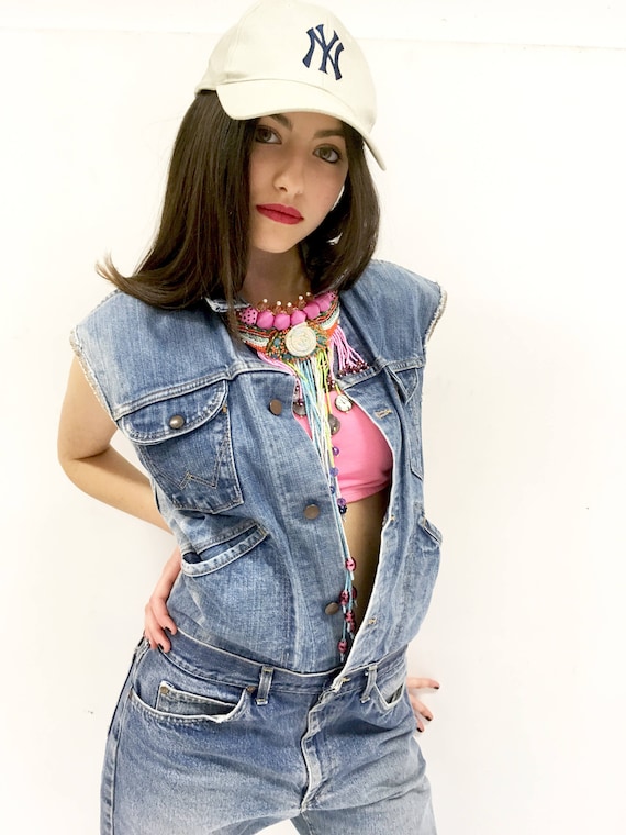 Vintage Denim LOLA DARLING Jumpsuit Jeans Recycled Overall Lee Jeans + Wrangler Jacket Authentic Fading One-of-a-kind Recovery Handmade