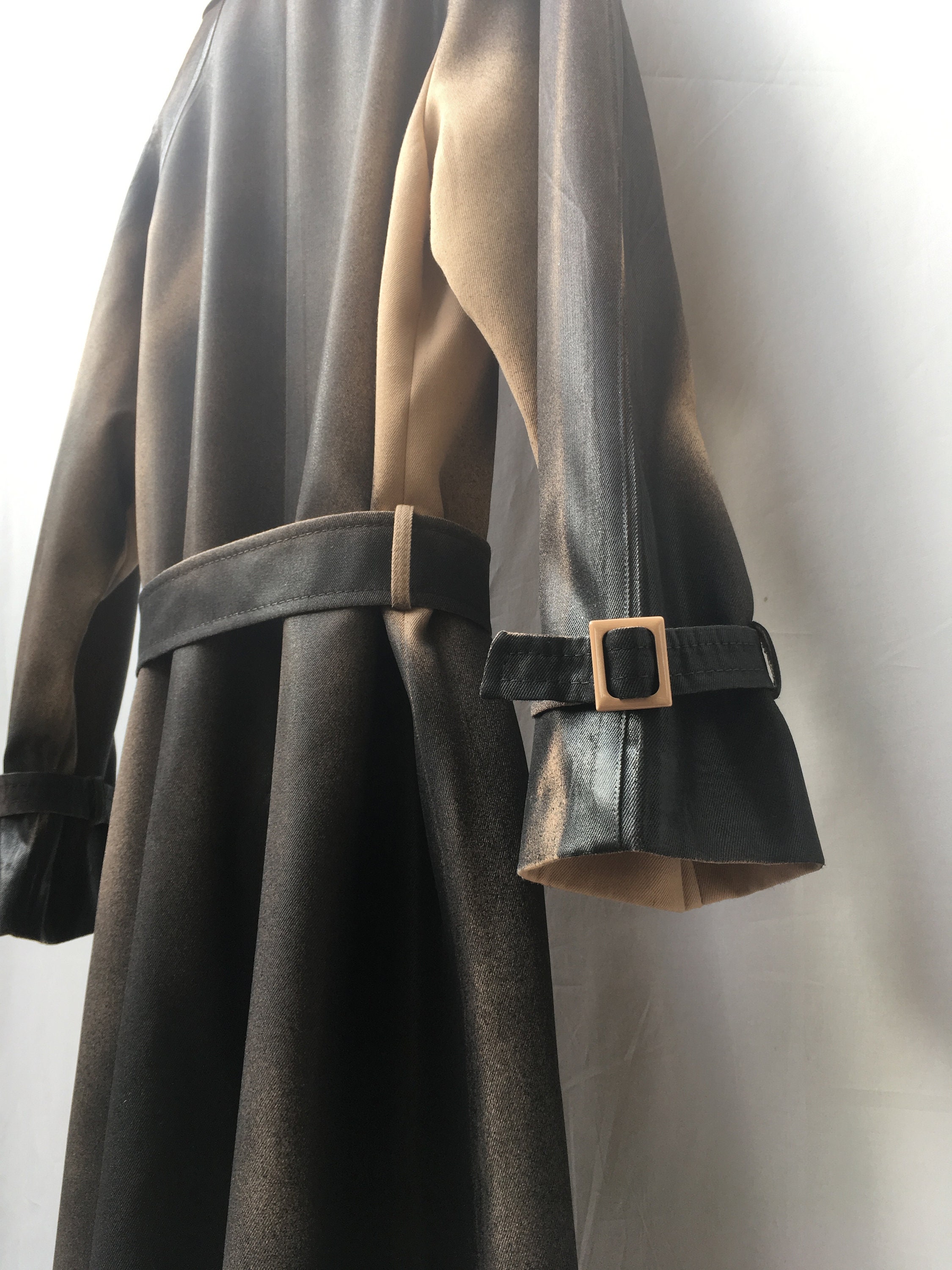 Black Gradient Painted Trench Unisex Couture Coat