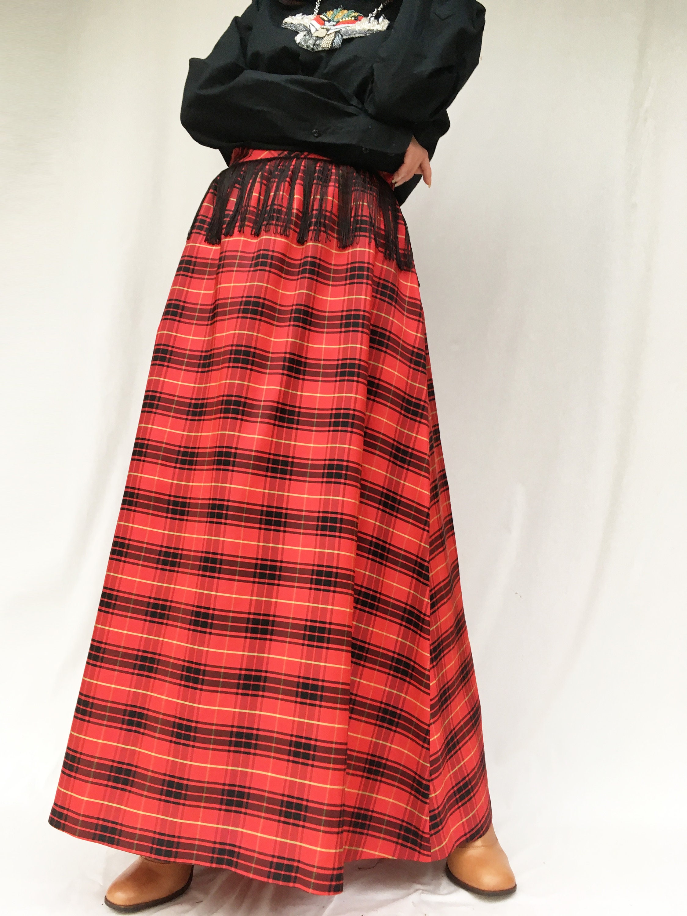 Tartan Taffeta Long Skirt LOLA DARLING