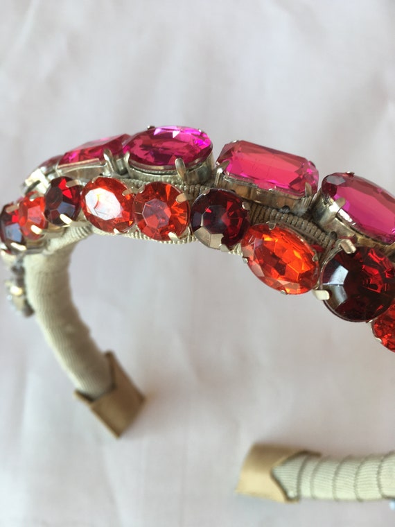 Headband with colored crystals set and sewn Chiara Fini BIJOUX / LOLA DARLING Hand Embroidery Hair accessory Statement Bijoux Single Piece