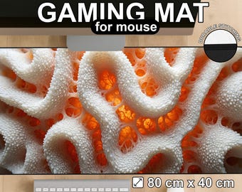 Abstract Coral Desk Mat, Organic Reef Gaming Mouse Pad, Marine Workspace Decor