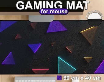 Neon Triangle Pattern XXL Gaming Mouse Pad Desk Mat | RGB Geometric Extended Mousepad