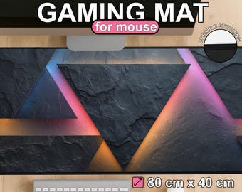 Neon Triangles Synthwave Desk Mat | Geometric RGB Gaming Mouse Pad