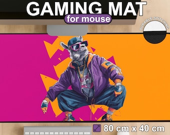 Rapper Llama Neon Orange Desk Mat | XXL Gaming Mouse Pad