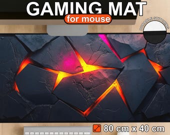 Lava Cracks XXL Gaming Desk Mat | Fiery Black Red Volcanic Texture