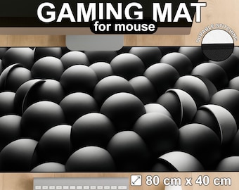 Gaming Mouse Pad Black Geometric Sphere Desk Mat Minimalist Monochrome Abstract Modern Office Setup