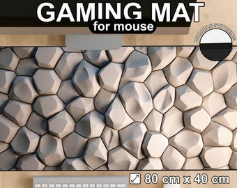 Geometric Stone Desk Mat: Beige Pebble Pattern XXL Gaming Mouse Pad