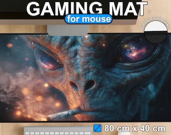 Cosmic Alien XXL Gaming Mouse Pad - Galaxy Eye Extraterrestrial Desk Mat, Large Sci-Fi Aesthetic Mousepad for Gamers and Office