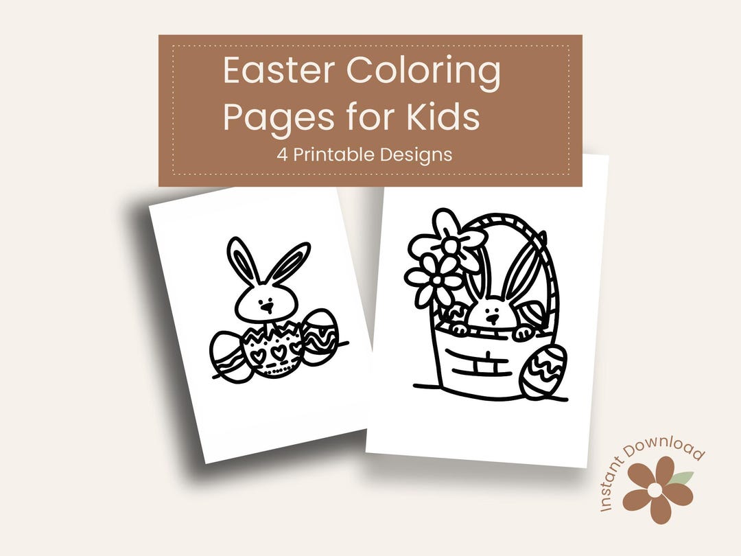 Easter Bunny Coloring Pages for Kids – Printable PDF Activity (instant ...