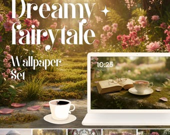 Fairytale Wallpaper Set - 20 Dreamy & Whimsical Backgrounds for MacBook, Cute Princess Aesthetic Digital Download