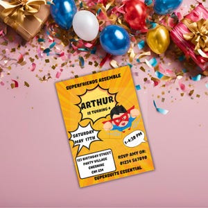 Superhero Birthday Digital Invite | Editable Template