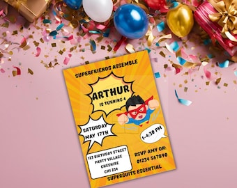 Superhero Birthday Digital Invite | Editable Template