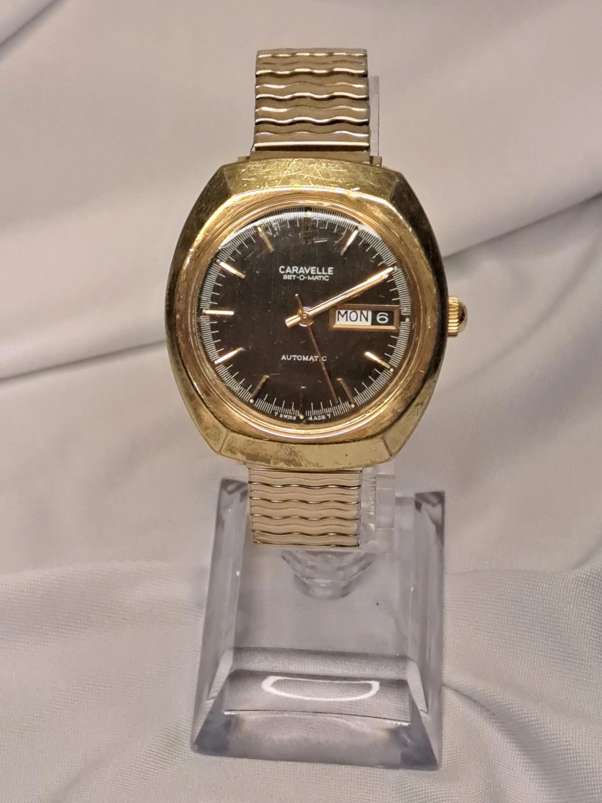 VTG Caravelle Bulova Mens Automatic Watch Quick Date ( Parts/repair) READ 1964 CARAVELLE Selfwinding Wristwatch by Bulova – Vintage  main image 2