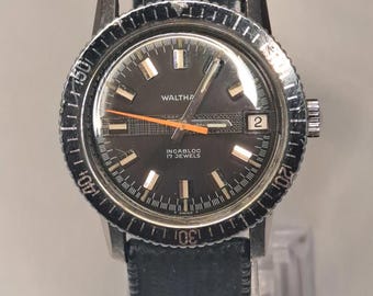 Vintage 1970 Waltham Swiss Skin Diver Watch - Ref B 271 Q - Excellent Lume & Run