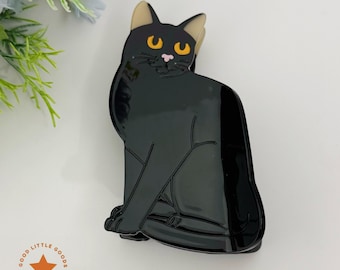 Black Magic Cat Yellow Eyes Hair Clip Claw for Women & Girls, Gift for Cat Lover, Premium Hair Accessory for Cat Mom Wife Her Bestie BFF