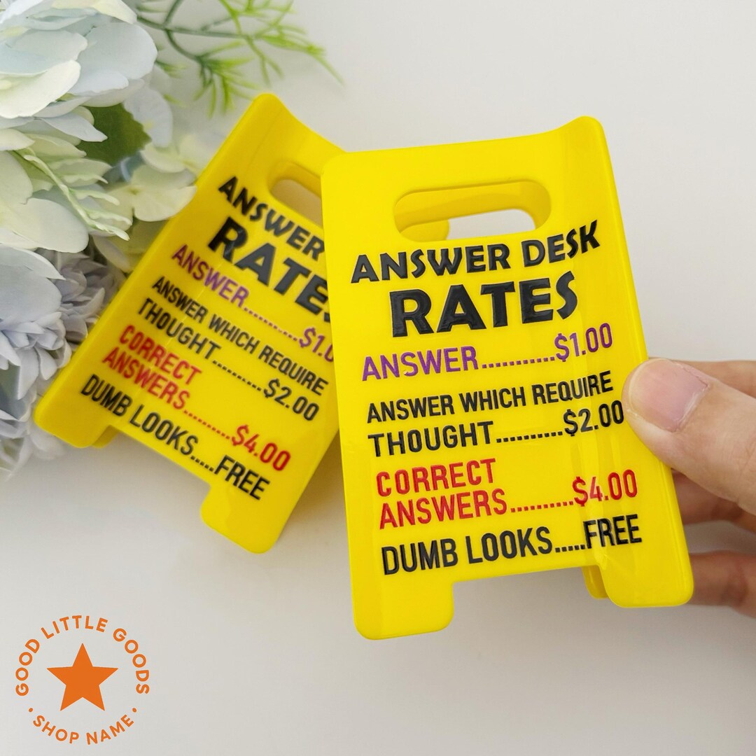 Answer Desk Rates Printable Answer Desk Rates Sign Hair Claw Clip for Women, Wife, GF, BFF, Workers ...