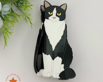 タキシード猫ヘアクリップクロー、女性と女の子用、猫好きの方へのかわいい猫にインスパイアされたギフトデザイン、猫好きのお母さん、奥様、親友、BFFへのヘアアクセサリー