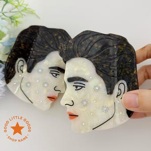 Midnight Edward Cullen Glitter Face Double-Sided Hair Claw Clips for Twilight Fans, Inspired Hair Accessory for Women, Wife, Girls, GF, BFF