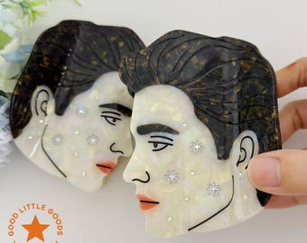 Midnight Edward Cullen Glitter Face Double-Sided Hair Claw Clips for Twilight Fans, Inspired Hair Accessory for Women, Wife, Girls, GF, BFF