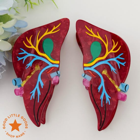 Anatomical Vein Liver Hair Claw- Healthcare Clip for Women & Girls, Inspired Fun Gift Design for Medical Professionals