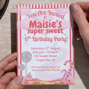 Candyland Birthday Invitation, Welcome Sign & Thank You Card | Super Sweet Party Bundle | Digital Download | Editable Candy Land Template