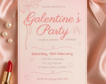 faire-part de fête de Galentine rose de <br> Profitez-en ! Modèle de toile modifiable