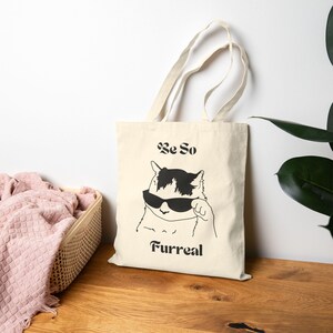 Reusable Cool Cat Tote Bag, Funny Cat Lover Gift, Eco-Friendly Shopping Bag, Pet Owner Accessory, Birthday Present