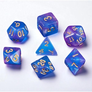 Astral Sea Dice Set – Blue and Purple Nebula Acrylic RPG Dice (7) for Dungeons and Dragons, Iridescent DnD Dice Gift for Players and DMs