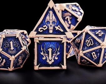 Skull Metal DnD Dice Set: Heavyweight Polyhedral RPG Gamer Gift