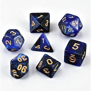 Astral Sea Dice Set – Blue and Purple Nebula Acrylic RPG Dice (7) for Dungeons and Dragons, Iridescent DnD Dice Gift for Players and DMs