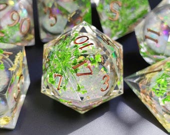 エンチャントリーフ樹脂製ダイスセット：手作りダンジョンズ＆ドラゴンズ RPG 多面体ダイス