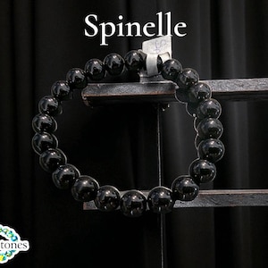 Black spinel ~ 18cm bracelet ~ 6mm round beads ~ natural stone