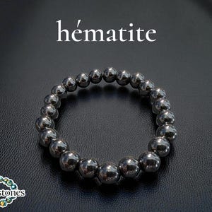 Hematite ~ bracelet 18cm ~ 6mm or 8mm round beads ~ natural stone