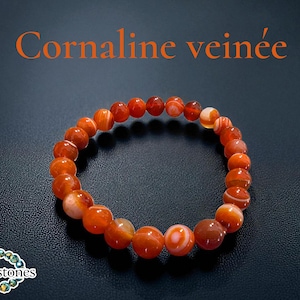 Veined Carnelian ~ 18cm bracelet ~ 6mm or 8mm round beads ~ natural stone
