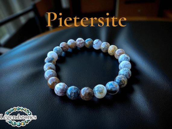 Pietersite ~ bracelet 18cm ~ 8mm perles rondes ~ pierre naturelle