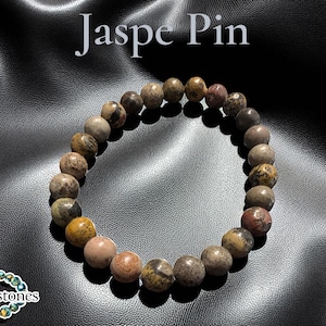 Jasper Pin ~ bracelet 18cm ~ 6mm or 8mm round beads ~ natural stone