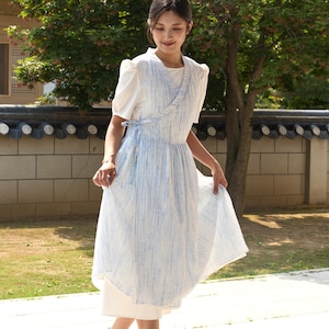 Hanbok Women Wrap Skirt, Korean Modern Hanbok Apron Skirt, Korea Traditional Style dress
