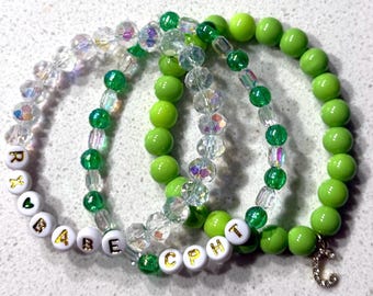Conjunto de pulseras de cuentas verdes y de cristal